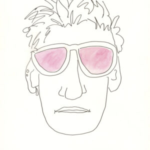 I Could Do With Rose Tinted Glasses, Ink and watercolour on paper, 210mm x 297mm, Lisa Fingleton, 2024